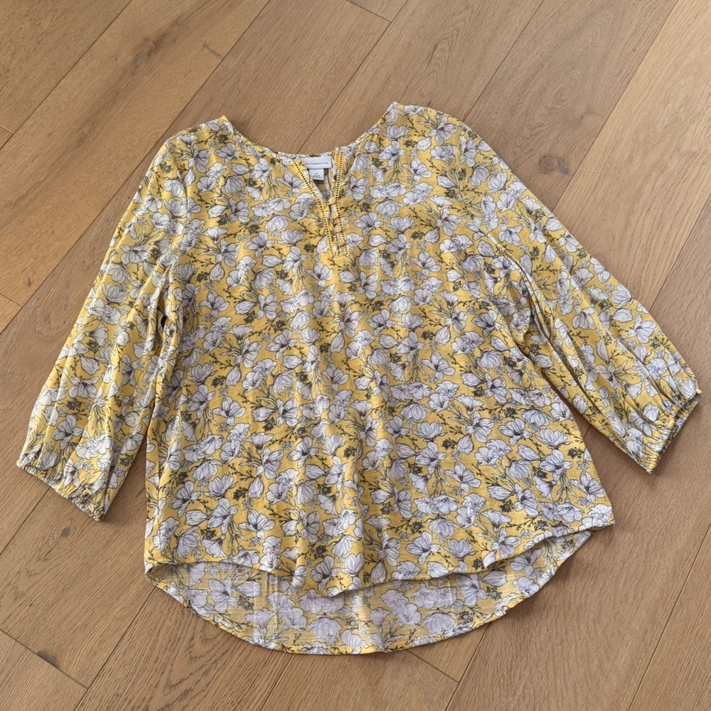 NWT Liz Claiborne Yellow Floral Blouse XLarge